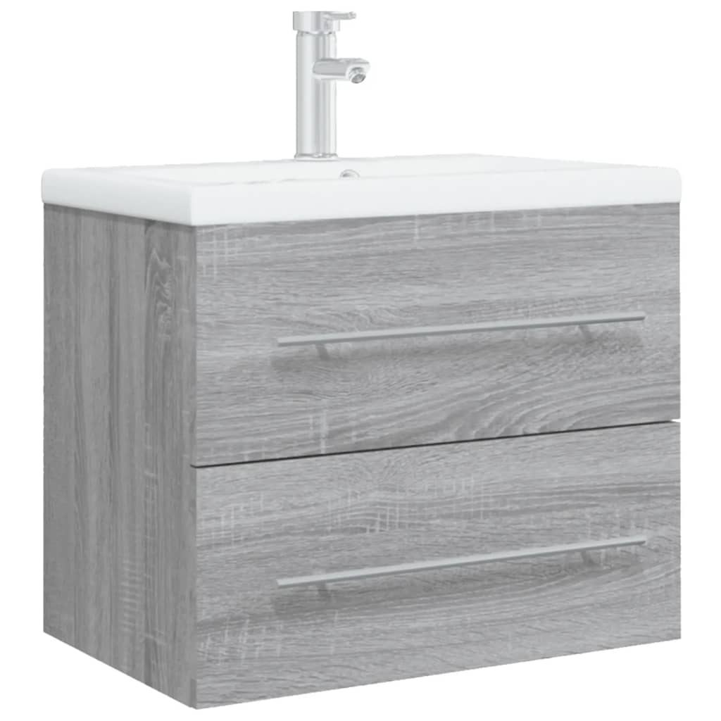 vidaXL Sink Cabinet with Built-in Basin Grey Sonoma Engineered Wood