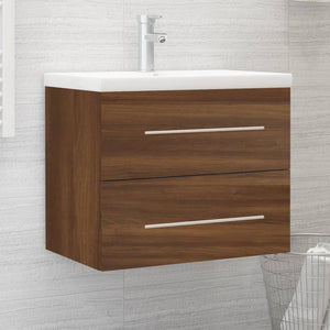 vidaXL Sink Cabinet with Built-in Basin Brown Oak Engineered Wood