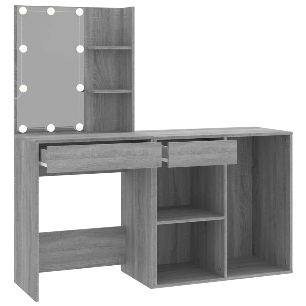 vidaXL LED Dressing Table with Cabinet Grey Sonoma Engineered Wood
