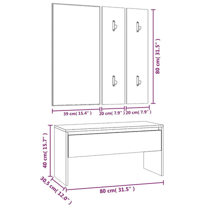 vidaXL Hallway Furniture Set Smoked Oak Engineered Wood