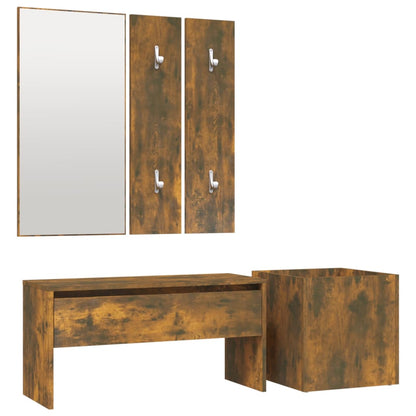vidaXL Hallway Furniture Set Smoked Oak Engineered Wood