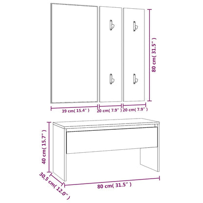 vidaXL Hallway Furniture Set Smoked Oak Engineered Wood
