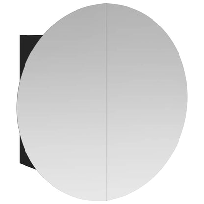 vidaXL Bathroom Cabinet with Round Mirror&LED Black 40x40x17.5 cm