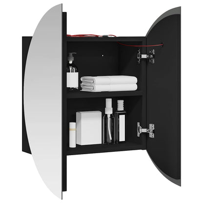 vidaXL Bathroom Cabinet with Round Mirror&LED Black 40x40x17.5 cm