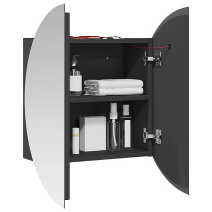 vidaXL Bathroom Cabinet with Round Mirror&LED Grey 40x40x17,5 cm