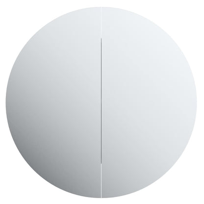 vidaXL Bathroom Cabinet with Round Mirror&LED Oak 40x40x17.5 cm