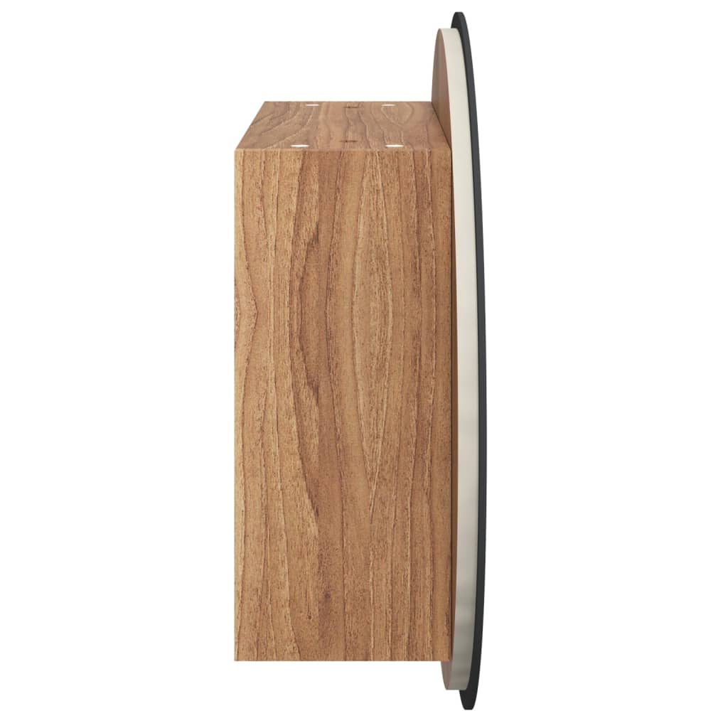 vidaXL Bathroom Cabinet with Round Mirror&LED Oak 40x40x17.5 cm