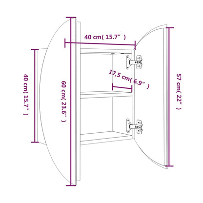 vidaXL Bathroom Cabinet with Round Mirror&LED Oak 40x40x17.5 cm