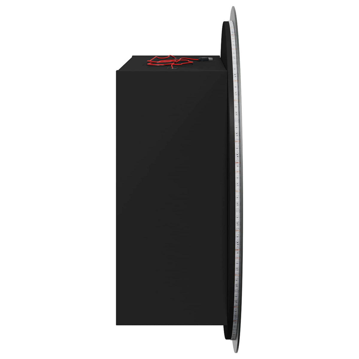 vidaXL Bathroom Cabinet with Round Mirror&LED Black 47x47x17,5 cm