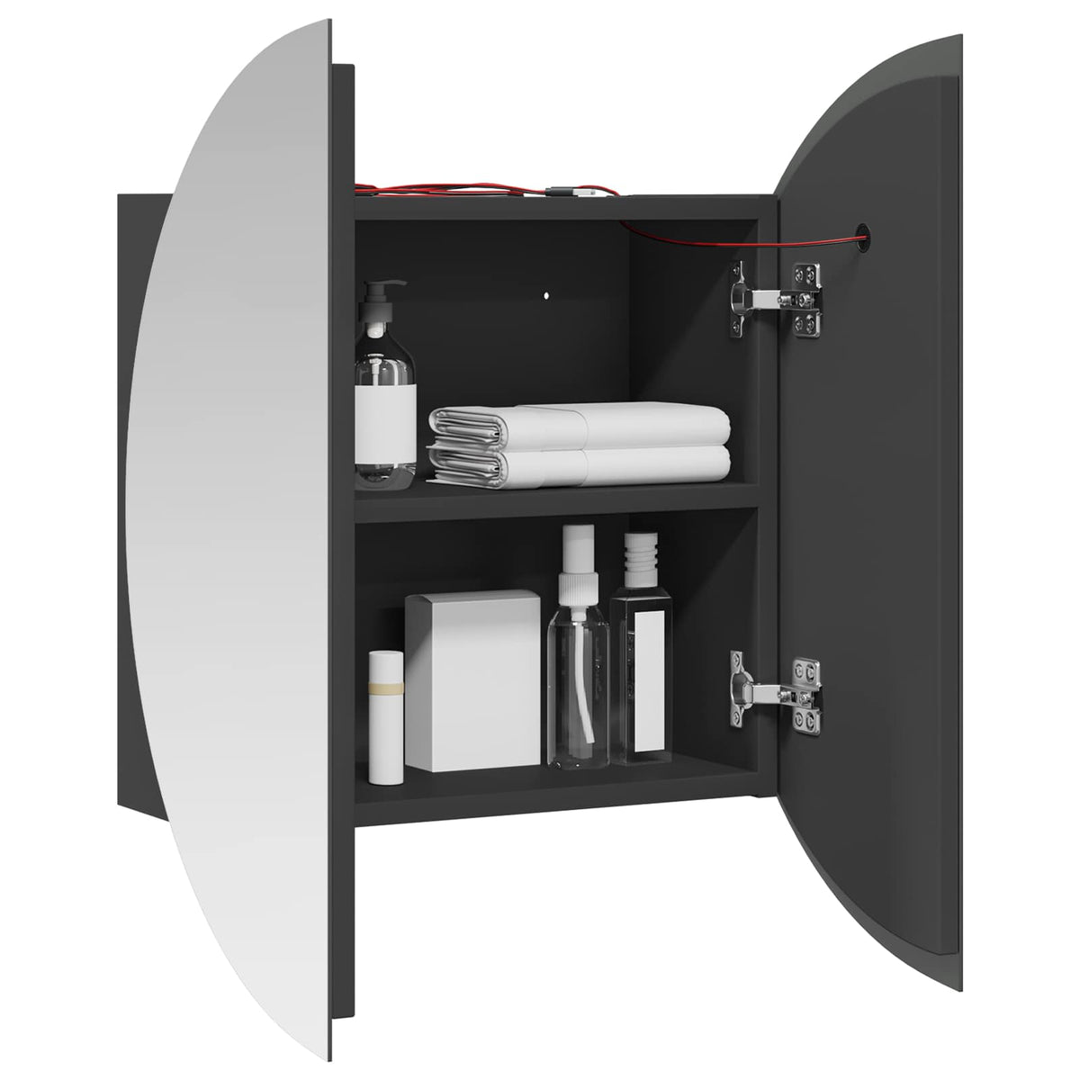vidaXL Bathroom Cabinet with Round Mirror&LED Grey 47x47x17,5 cm
