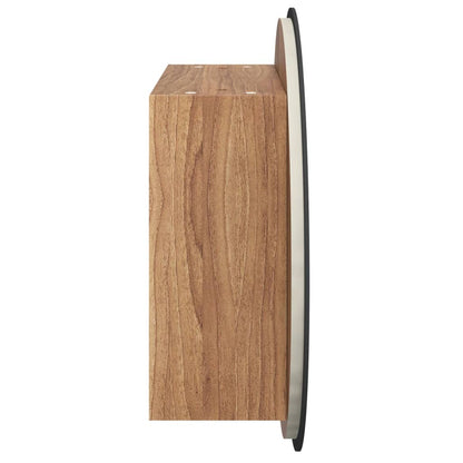 vidaXL Bathroom Cabinet with Round Mirror&LED Oak 47x47x17.5 cm