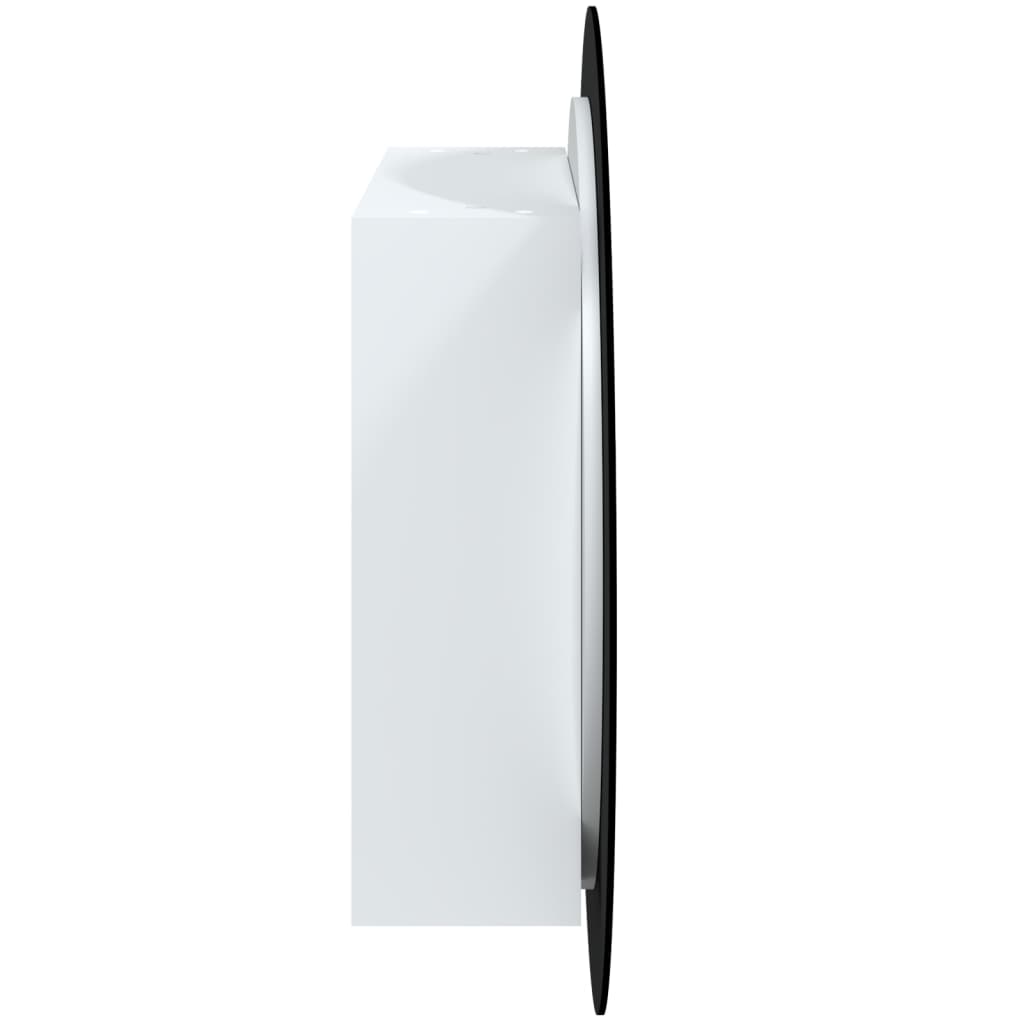 vidaXL Bathroom Cabinet with Round Mirror&LED White 54x54x17.5 cm