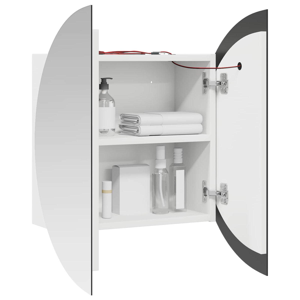 vidaXL Bathroom Cabinet with Round Mirror&LED White 54x54x17,5 cm