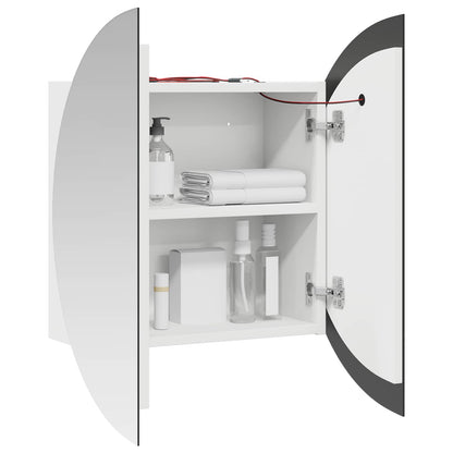 vidaXL Bathroom Cabinet with Round Mirror&LED White 54x54x17,5 cm