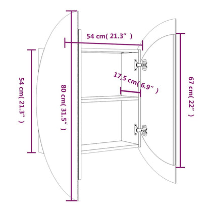 vidaXL Bathroom Cabinet with Round Mirror&LED Black 54x54x17.5 cm