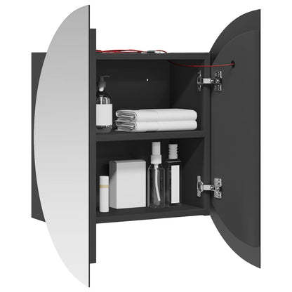 vidaXL Bathroom Cabinet with Round Mirror&LED Grey 54x54x17,5 cm