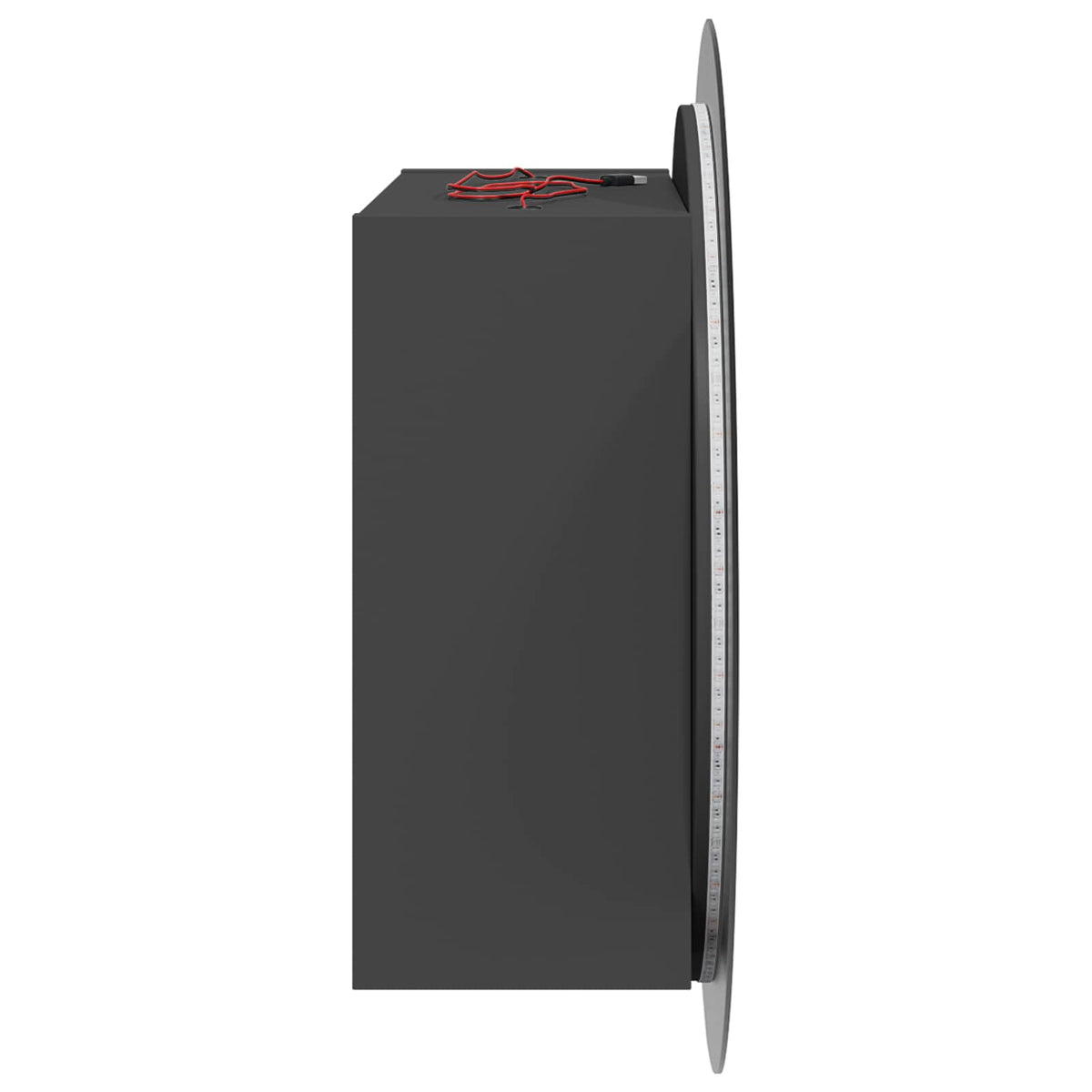 vidaXL Bathroom Cabinet with Round Mirror&LED Grey 54x54x17,5 cm