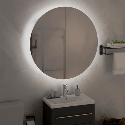 vidaXL Bathroom Cabinet with Round Mirror&LED Oak 54x54x17.5 cm