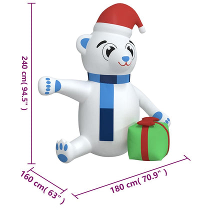 vidaXL Christmas Inflatable Teddy Bear LED 240 cm