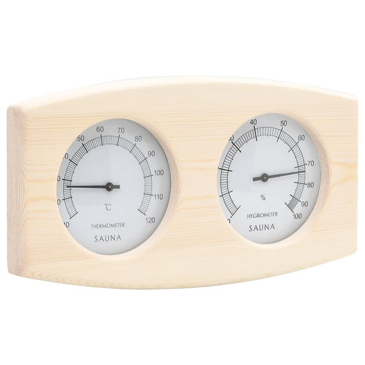 vidaXL 2 in 1 Sauna Hygrothermograph and Sand Timer Set Solid Wood Pine
