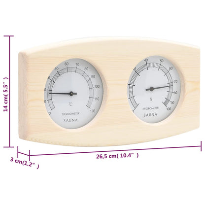 vidaXL 2 in 1 Sauna Hygrothermograph and Sand Timer Set Solid Wood Pine