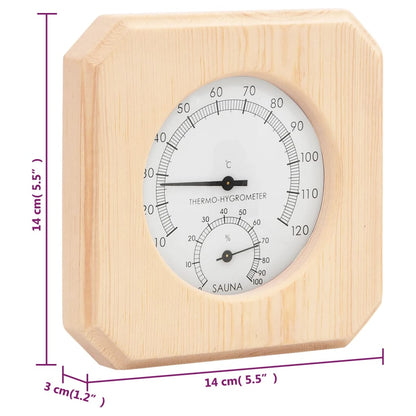 vidaXL 2 in 1 Sauna Hygrothermograph and Sand Timer Set Solid Wood Pine