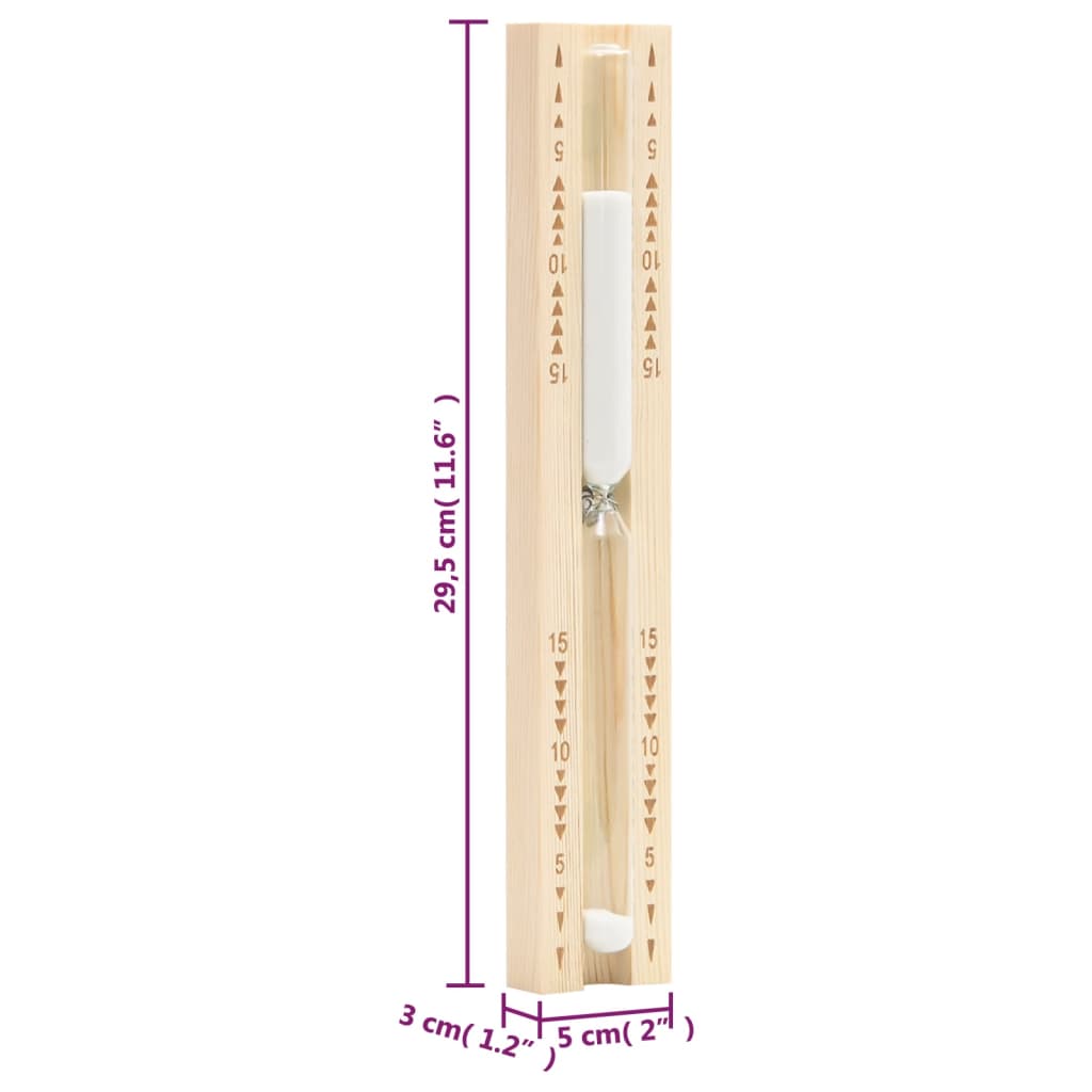 vidaXL Sauna Sand Timer 15 Minutes Solid Wood Pine