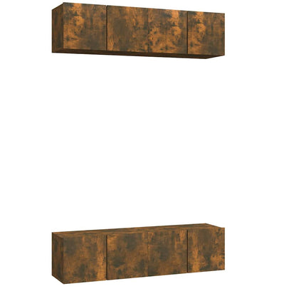 vidaXL 4 Piece Wall-mounted TV Cabinet Set Smoked Oak 60x30x30 cm Engineered Wood
