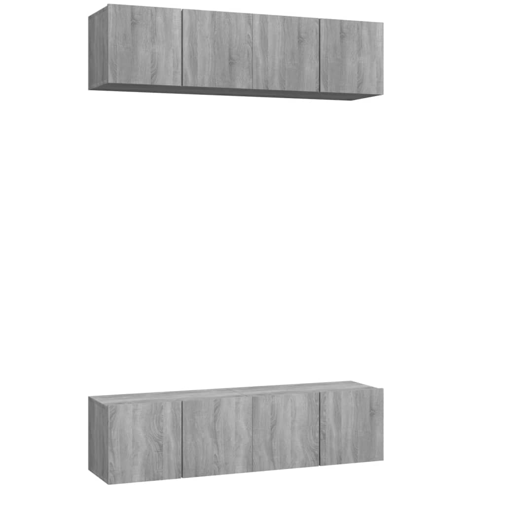 vidaXL Wall TV Cabinets 4 pcs Grey Sonoma 60x30x30 cm Engineered Wood