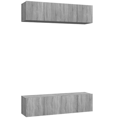 vidaXL 4 Piece Wall-mounted TV Cabinet Set Grey Sonoma 60x30x30 cm Engineered Wood