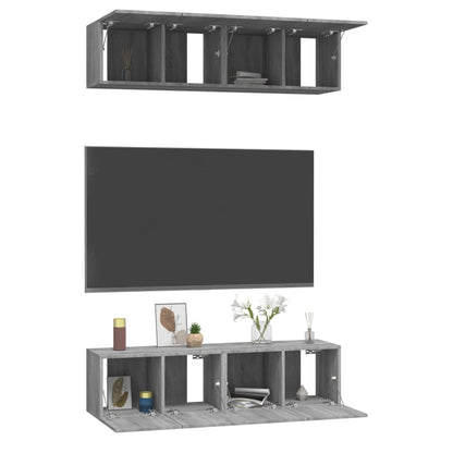 vidaXL Wall TV Cabinets 4 pcs Grey Sonoma 60x30x30 cm Engineered Wood