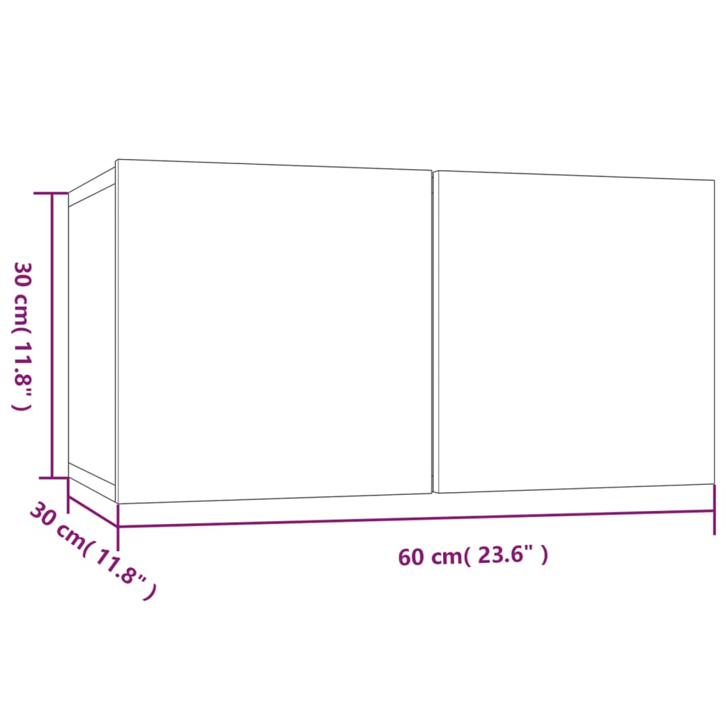 vidaXL Wall TV Cabinets 4 pcs Grey Sonoma 60x30x30 cm Engineered Wood