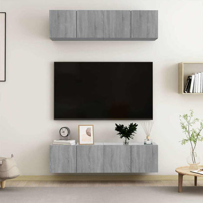 vidaXL 4 Piece Wall-mounted TV Cabinet Set Grey Sonoma 60x30x30 cm Engineered Wood