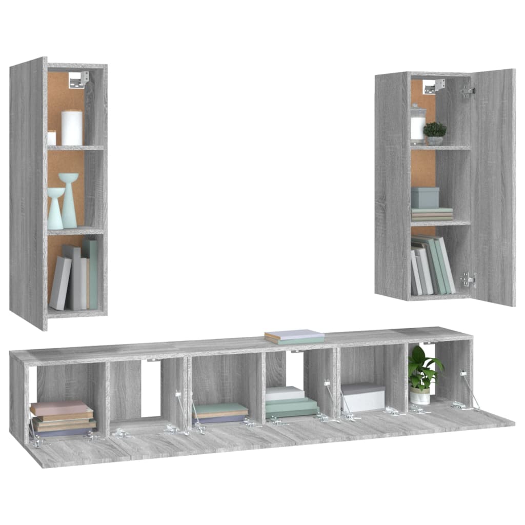 vidaXL 5 Piece TV Cabinet Set Grey Sonoma Engineered Wood