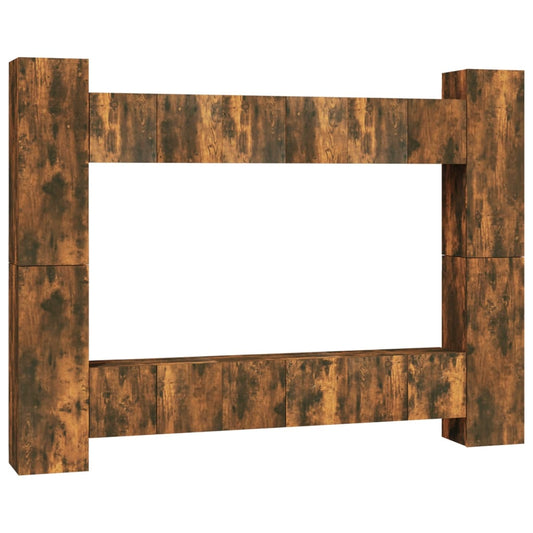 vidaXL 10 Piece TV Cabinet Set Smoked Oak Engineered Wood