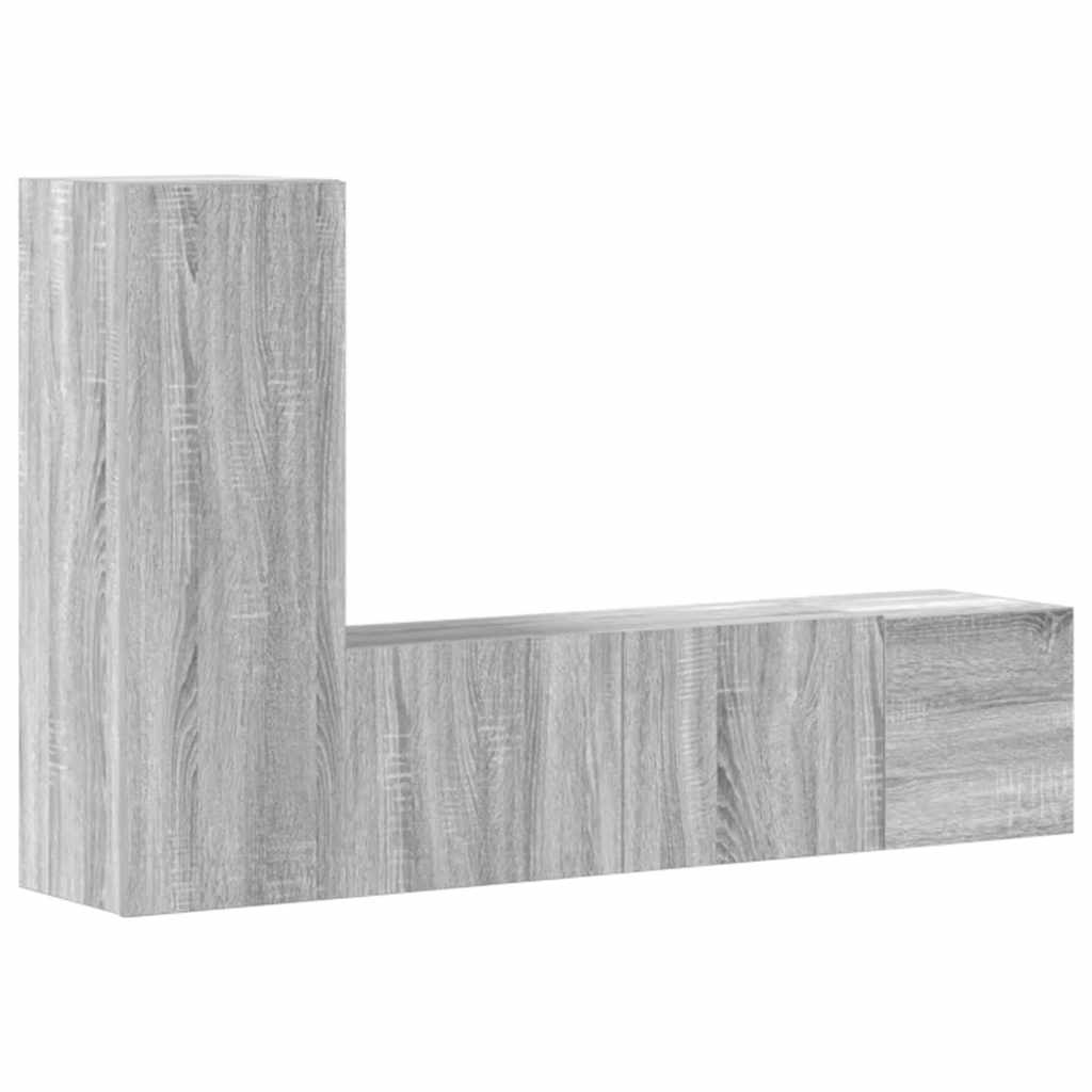 vidaXL 3 Piece TV Cabinet Set Grey Sonoma Engineered Wood