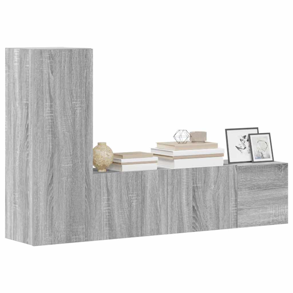 vidaXL 3 Piece TV Cabinet Set Grey Sonoma Engineered Wood