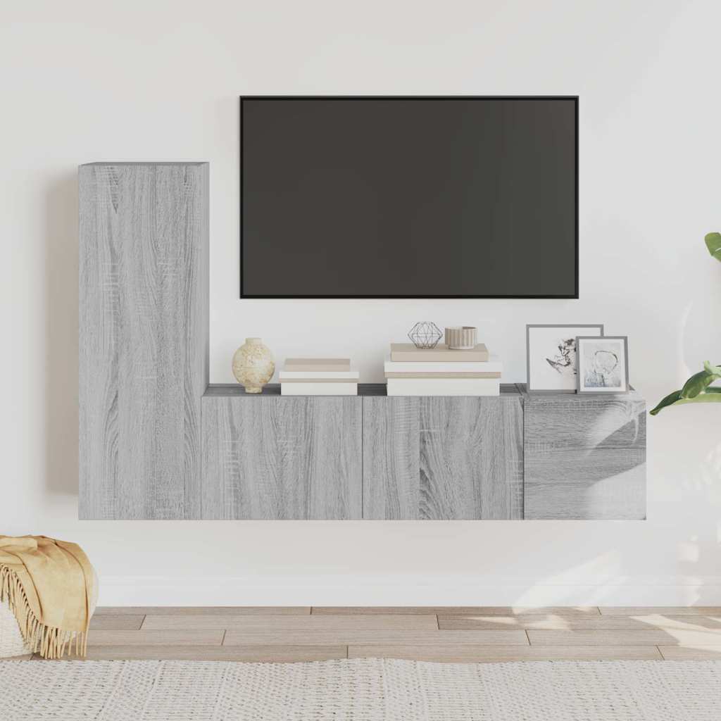 vidaXL 3 Piece TV Cabinet Set Grey Sonoma Engineered Wood