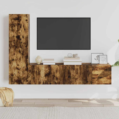 vidaXL 3 Piece TV Cabinet Set Smoked Oak Engineered Wood
