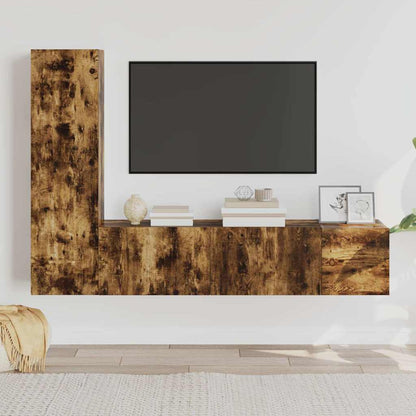 vidaXL 3 Piece TV Cabinet Set Smoked Oak Engineered Wood