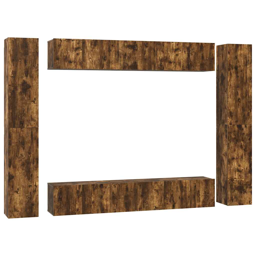 vidaXL 10 Piece TV Cabinet Set Smoked Oak Engineered Wood