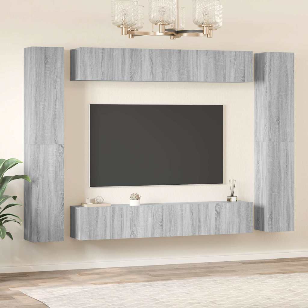 vidaXL 10 Piece TV Cabinet Set Grey Sonoma Engineered Wood
