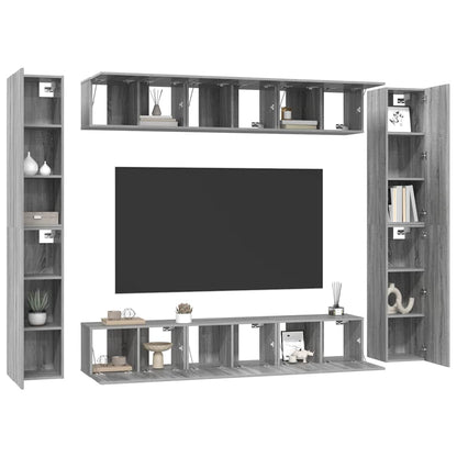 vidaXL 10 Piece TV Cabinet Set Grey Sonoma Engineered Wood