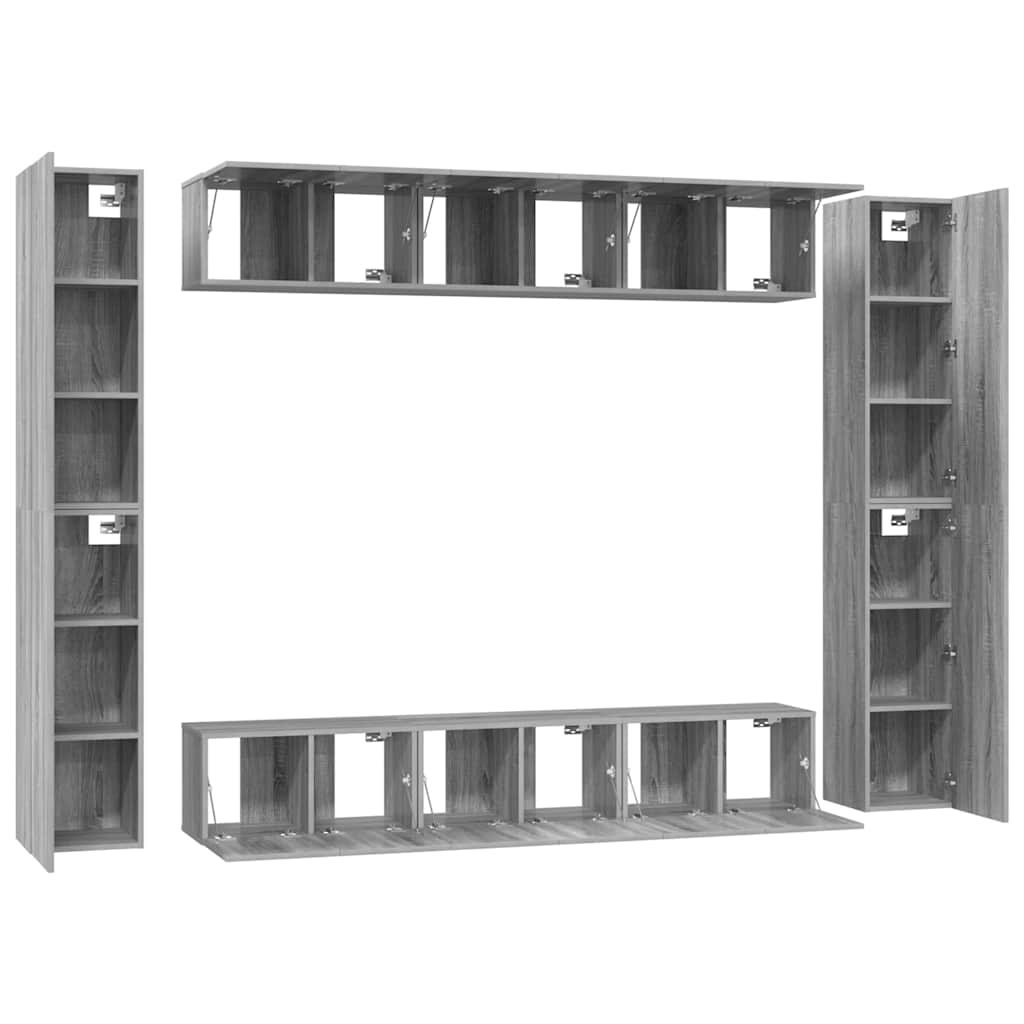 vidaXL 10 Piece TV Cabinet Set Grey Sonoma Engineered Wood