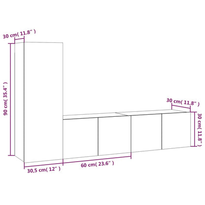 vidaXL 3 Piece TV Cabinet Set Grey Sonoma Engineered Wood