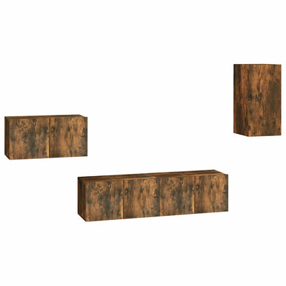 vidaXL 4 Piece TV Cabinet Set Smoked Oak Engineered Wood