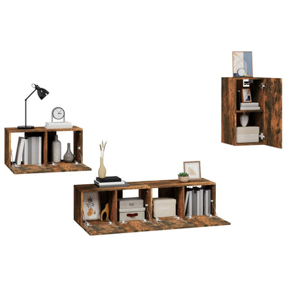 vidaXL 4 Piece TV Cabinet Set Smoked Oak Engineered Wood