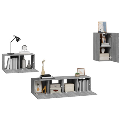 vidaXL 4 Piece TV Cabinet Set Grey Sonoma Engineered Wood