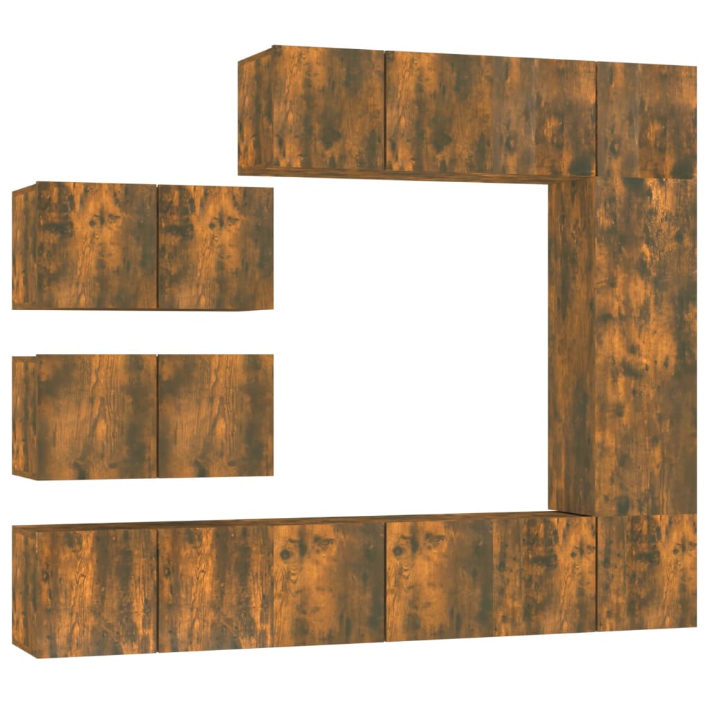 vidaXL 8 Piece TV Cabinet Set Smoked Oak Engineered Wood