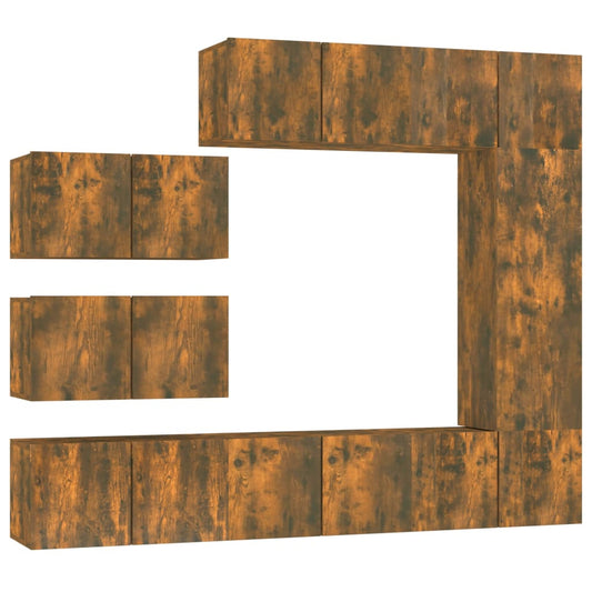 vidaXL 8 Piece TV Cabinet Set Smoked Oak Engineered Wood